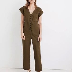 NWT Madewell Cap Sleeve Kale Green Utility Jumpsuit. XS